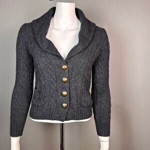 J.Crew sweater cardigan women's XS shawl Merino Angora Horse fisherman cable y2k